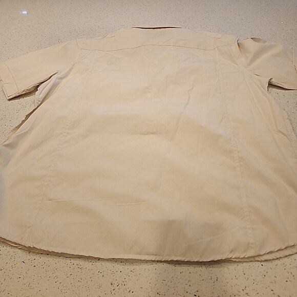 NWT lr scoop shirt Mens 4x Khaki Tan Button Embroidered Short Sleeve - Picture 8 of 9